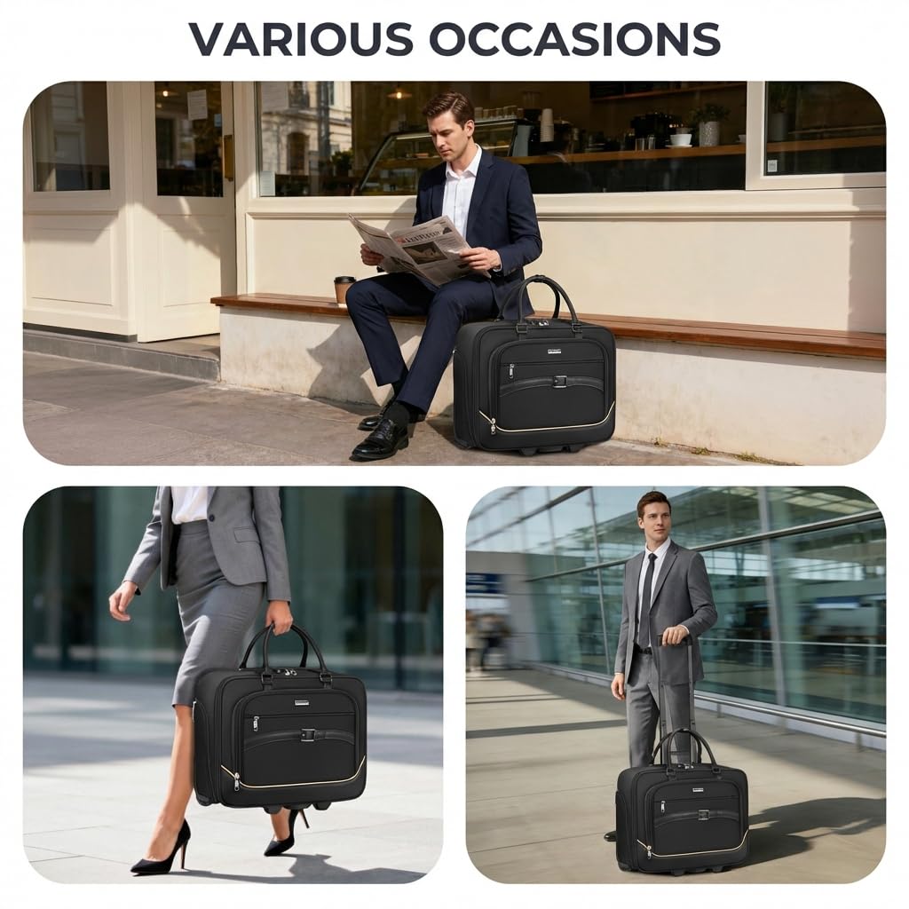 Black 17.3 In Rolling Laptop Bag with Wheels O89995