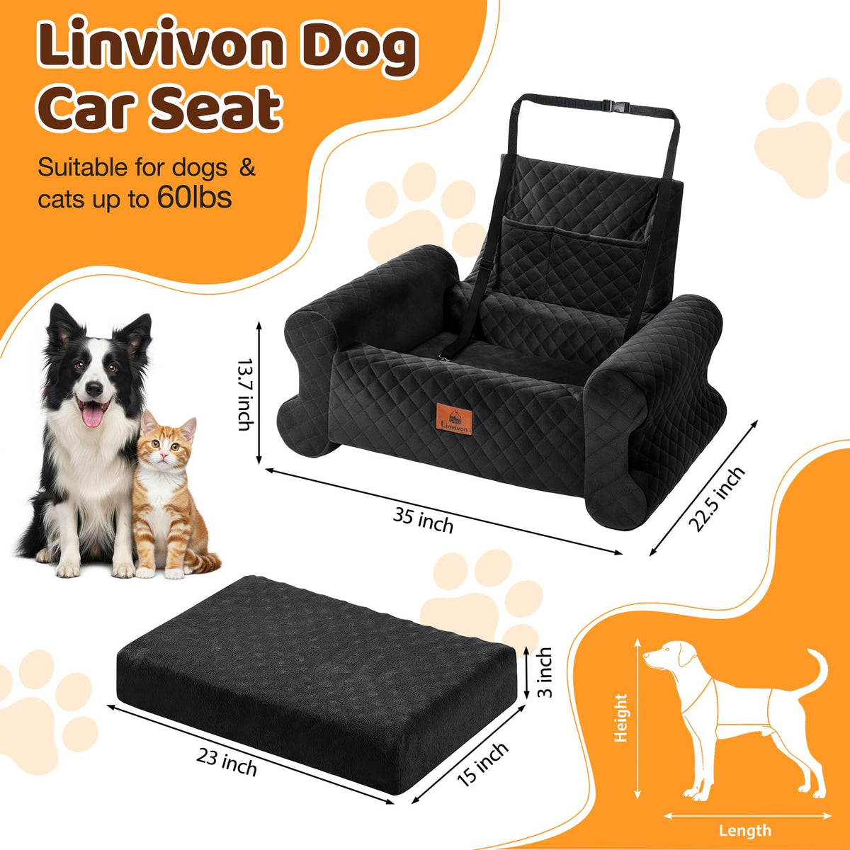 Memory Foam Dog Car Seat Q531503
