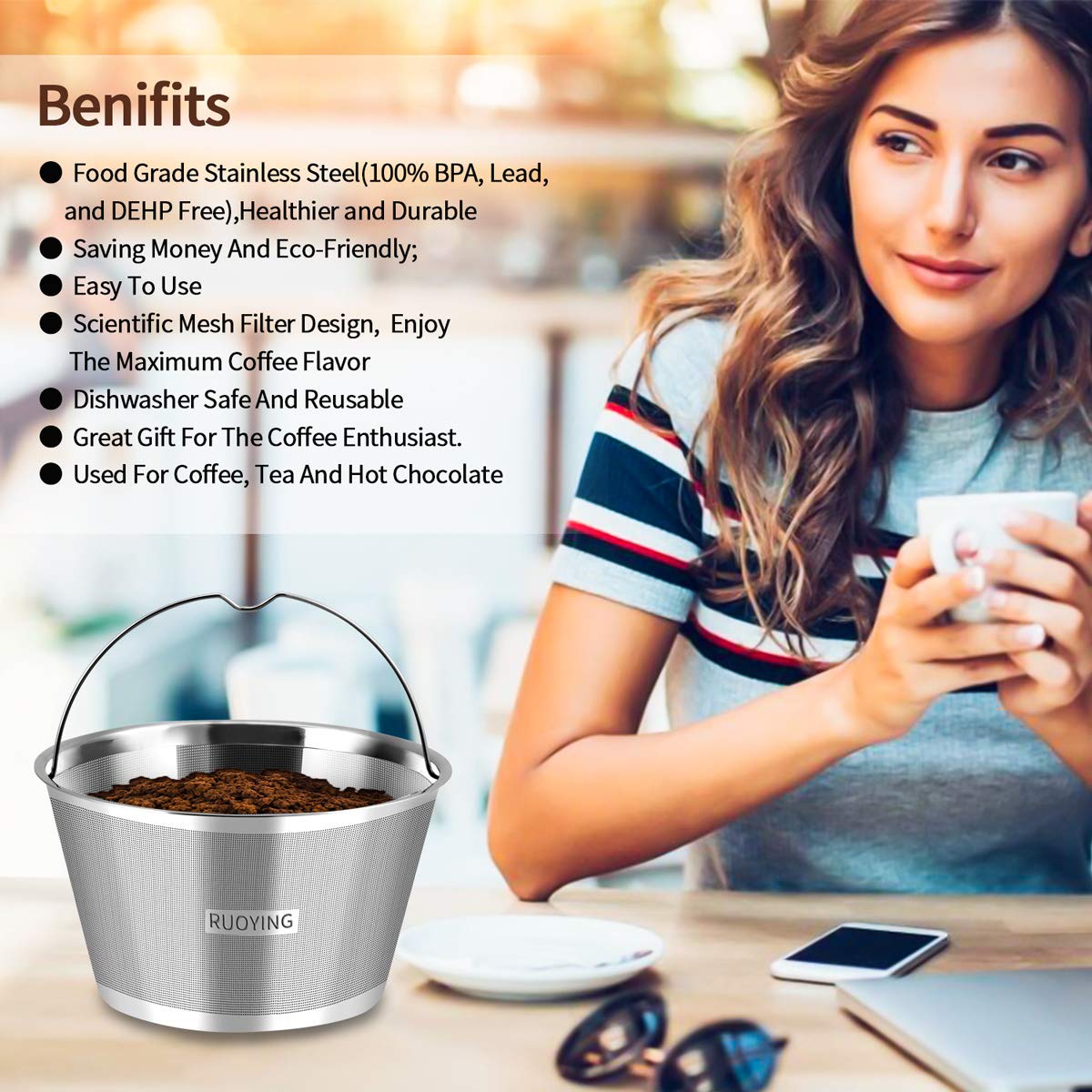 8-12 Cup Reusable Basket Coffee Filters B2530