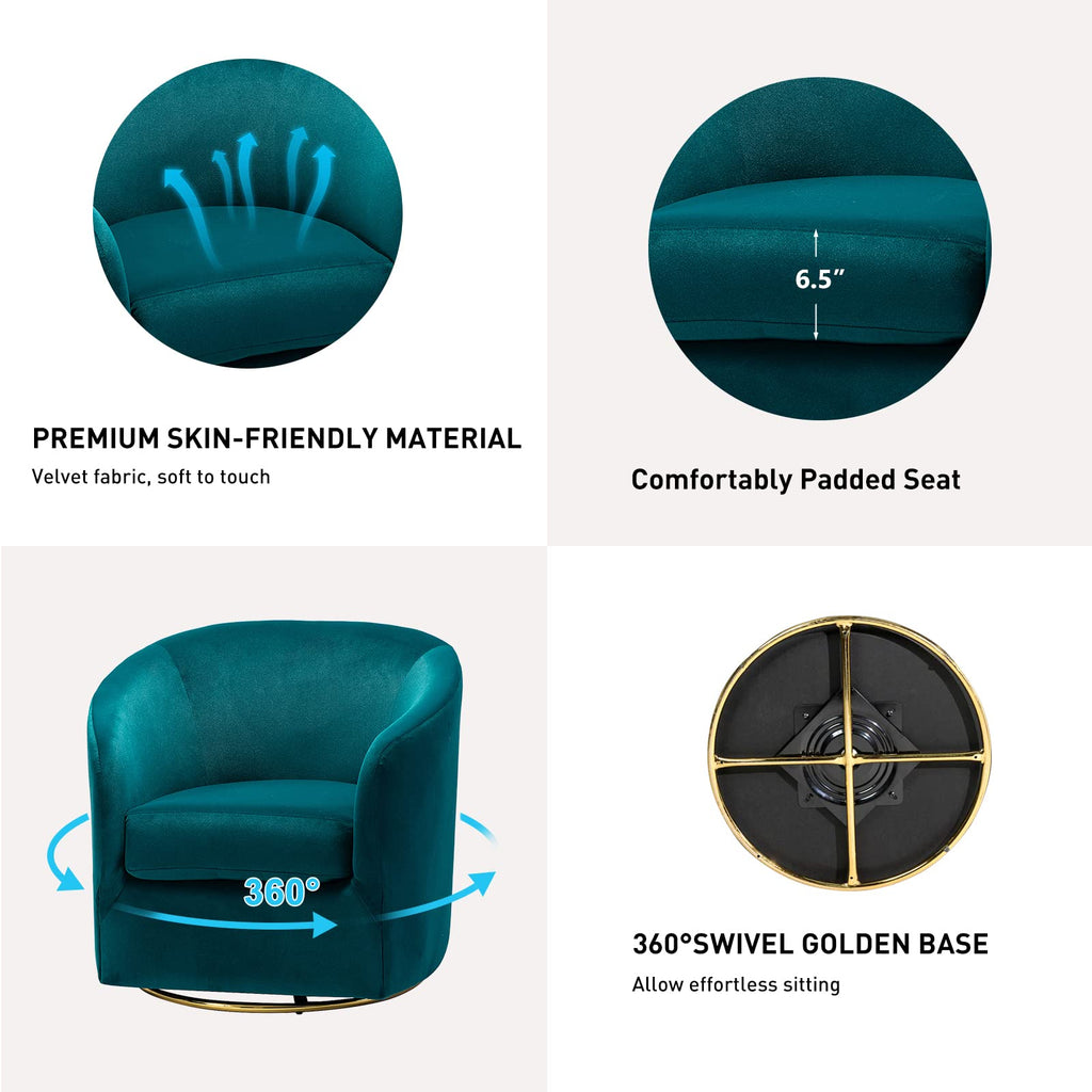 Set of 2 Velvet Swivel Barrel Chair G86221