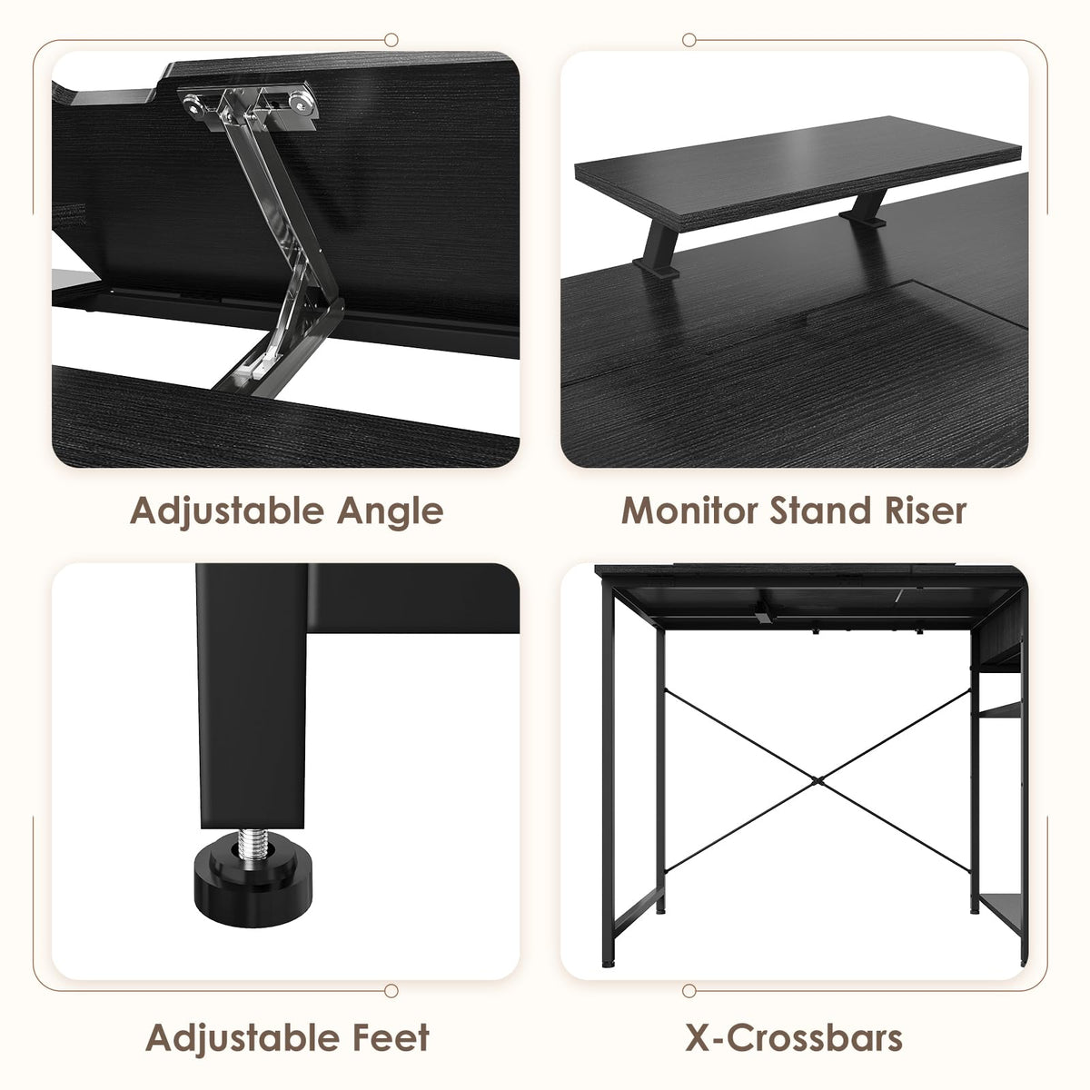 Black Adjustable Drafting Table with Storage Shelves & Drawer M32472