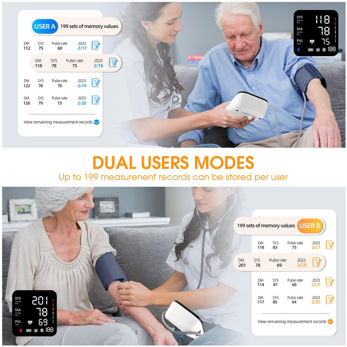 Automatic Upper Arm Blood Pressure Monitor with Adjustable Large Cuff E901125