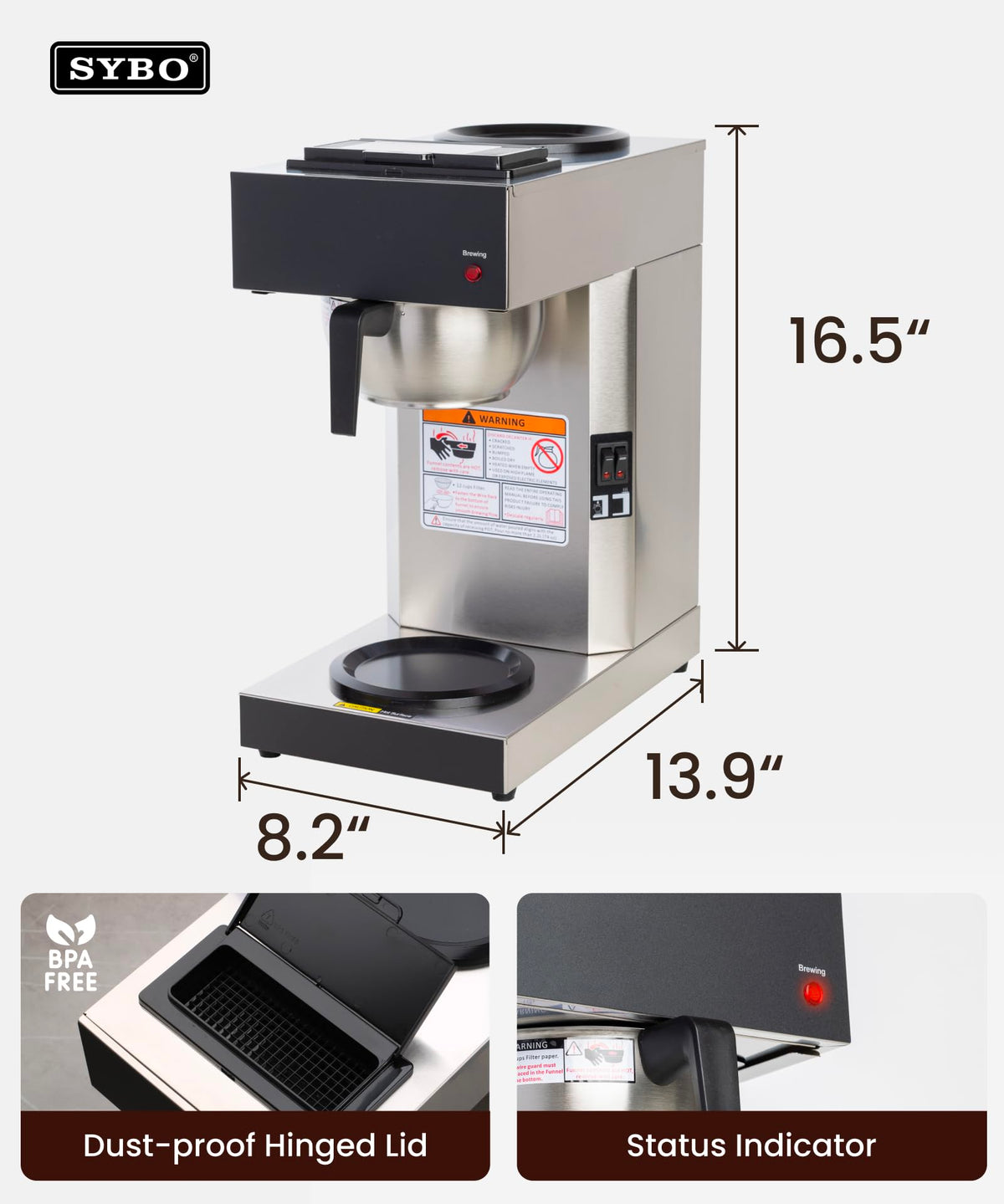 Commercial Pour Over Coffee Maker with 2 Warmers R4128