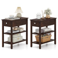 Narrow End Table Set of 2 Wood 3-Tier G769