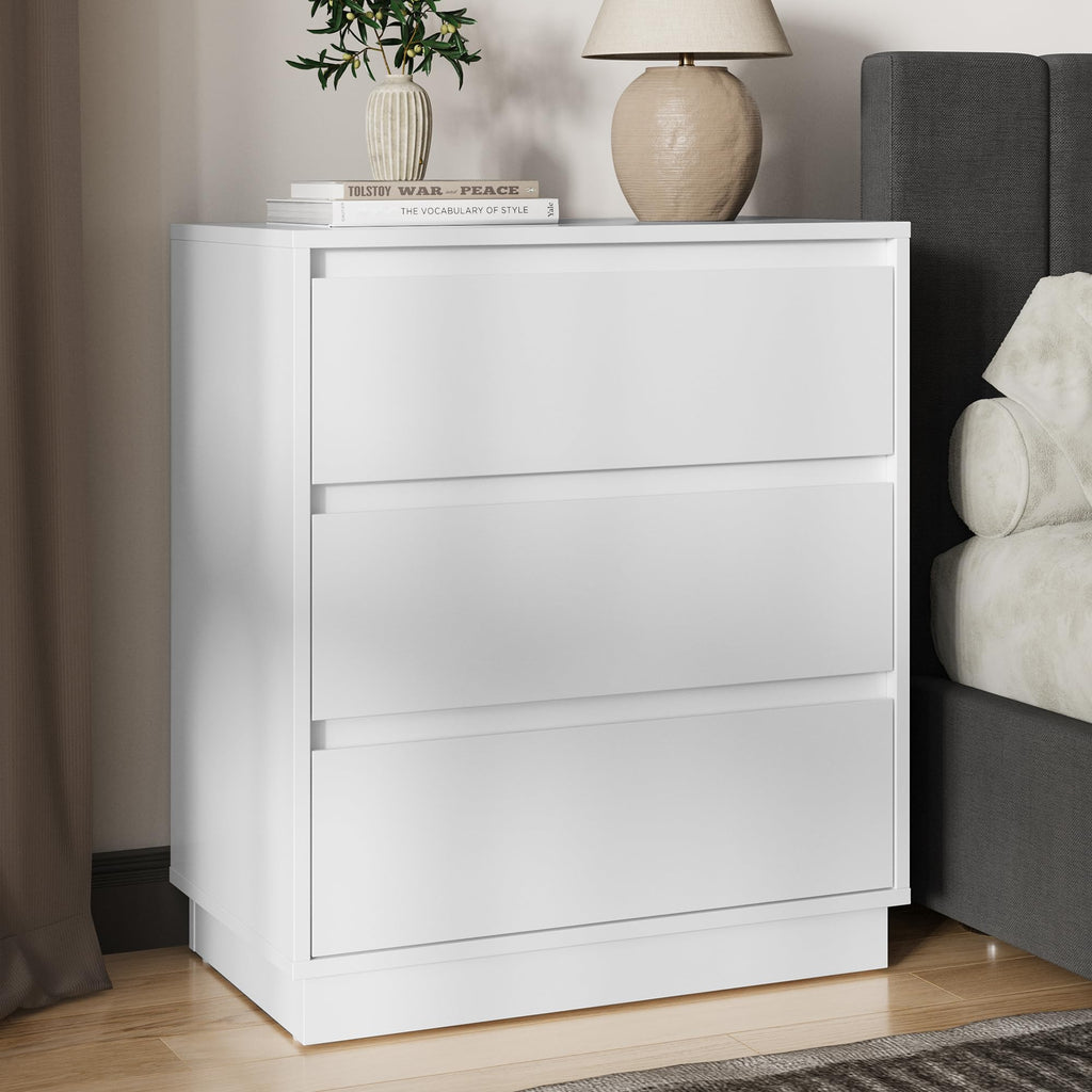 White 3 Drawer Nightstand A90163