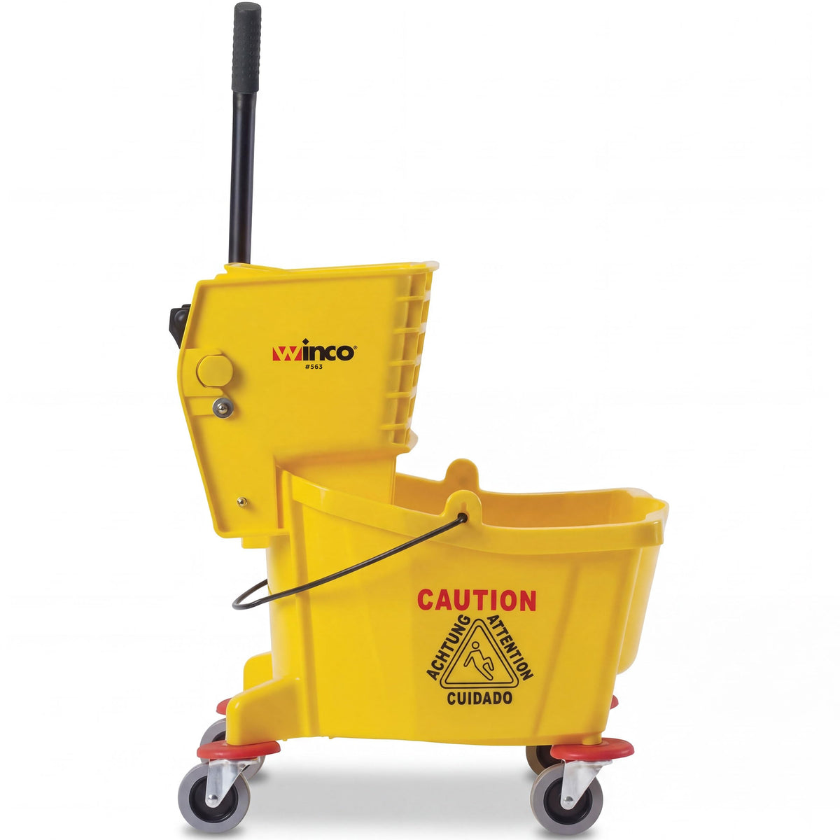 26 qt Yellow Plastic Mop Bucket on Wheels L2857