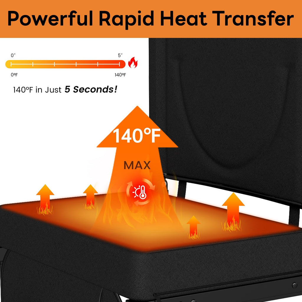 Black Heated Folding Stadium Seat S985