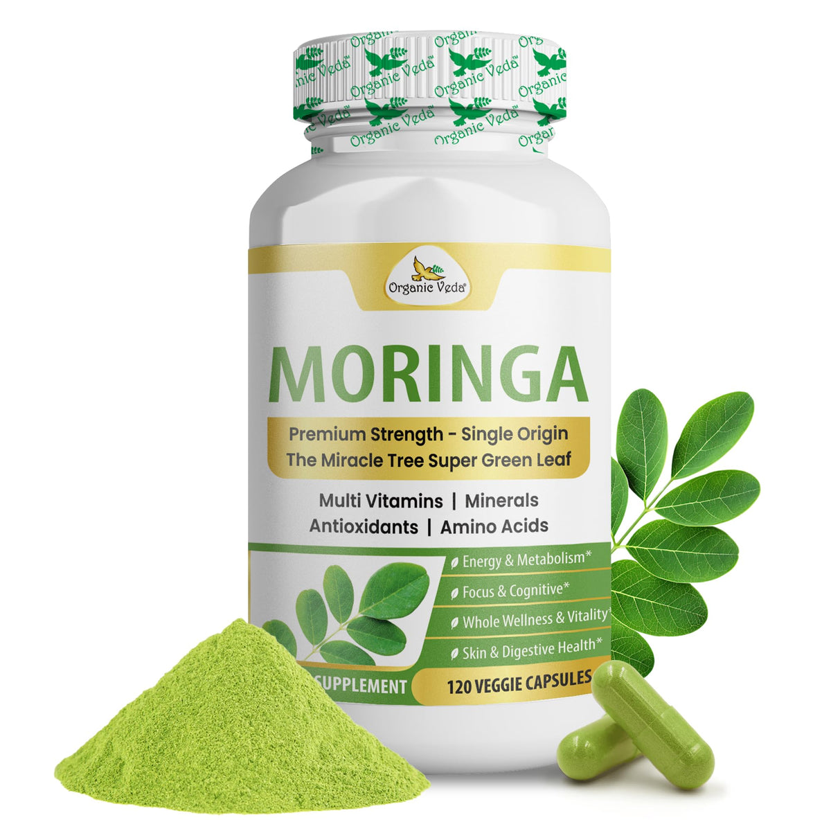 1000mg Organic Moringa Capsule 120 Vegan Capsule B179796