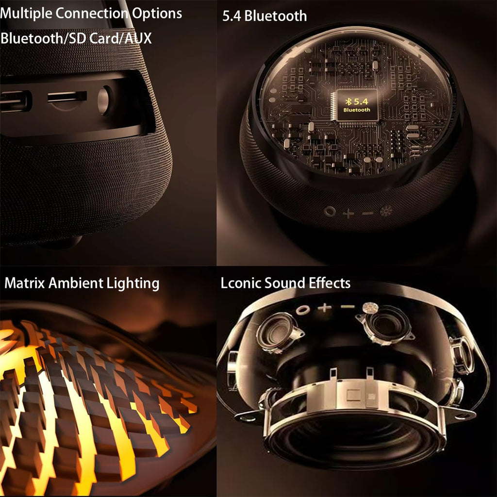 Black Portable Bluetooth Speaker with LED Night Light and Essential Oil Diffuser V320676