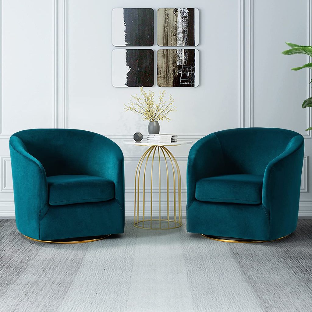 Set of 2 Velvet Swivel Barrel Chair G86221