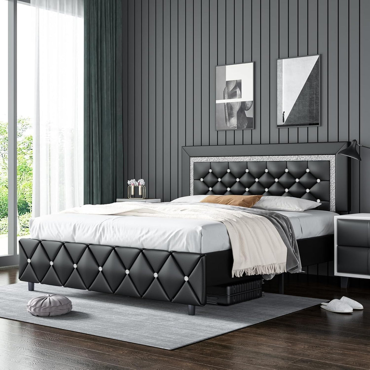 Full Size Upholstered Platform Bed with Headboard G486