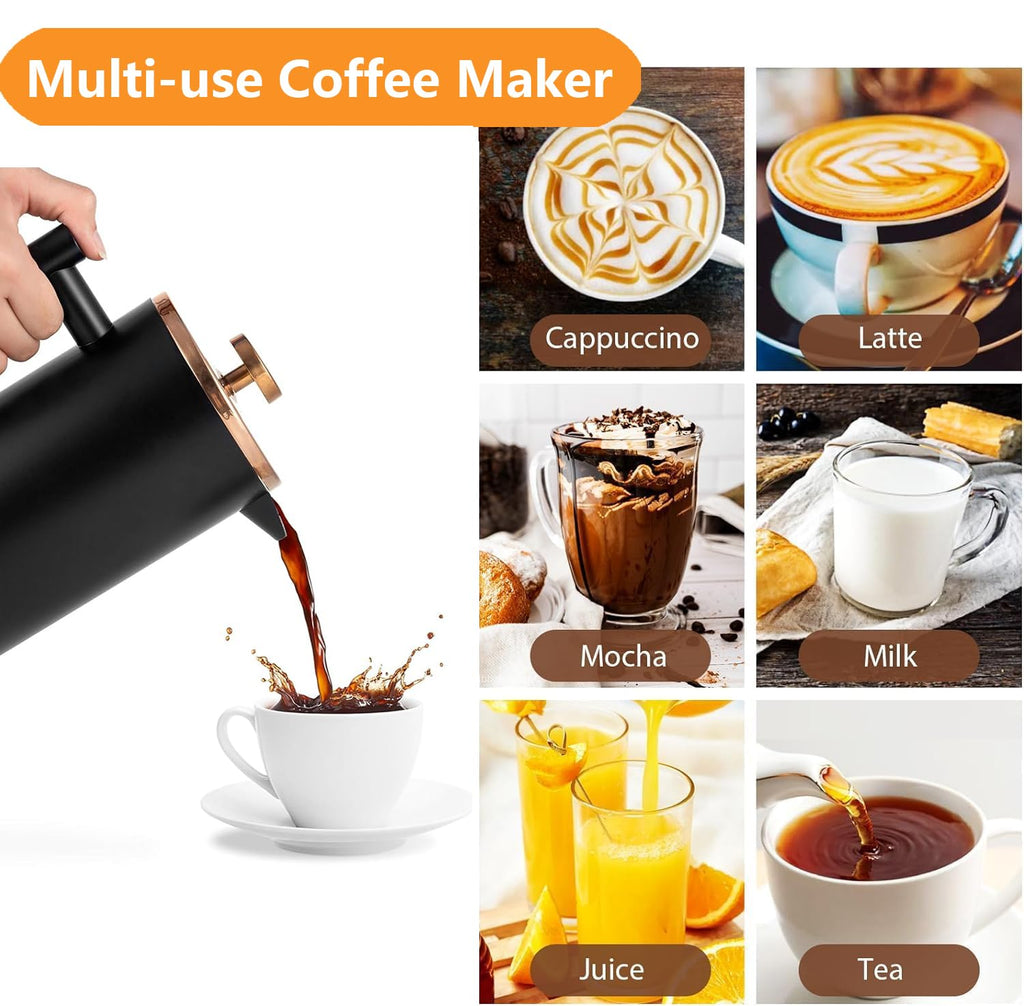Black Stainless Steel 12oz French Press Coffee Maker H493