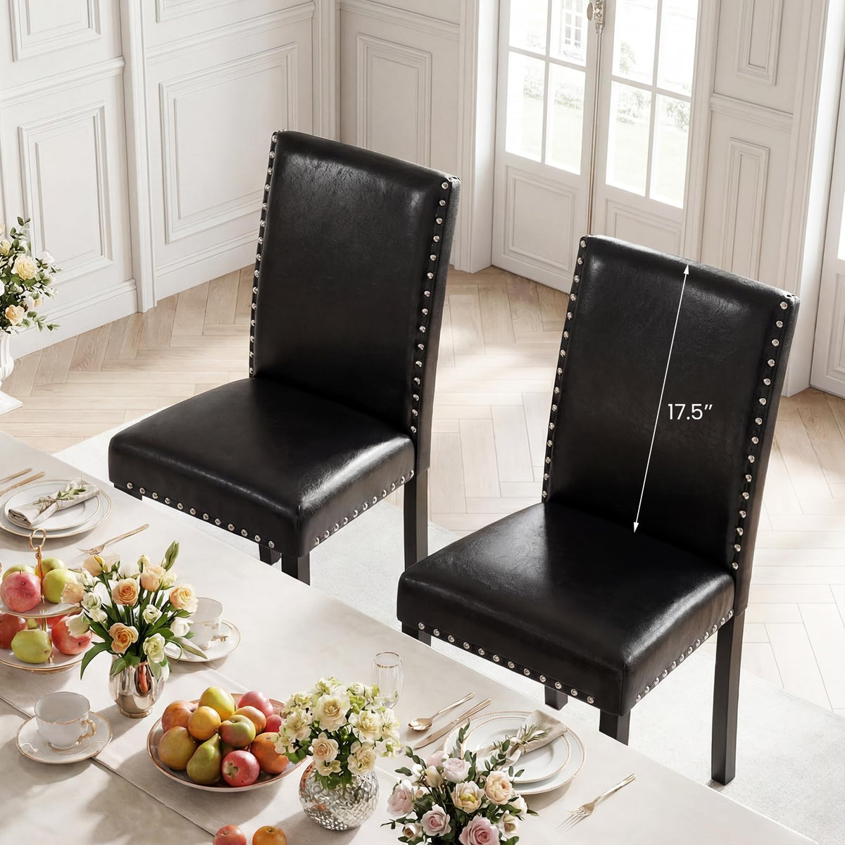 Faux Leather Upholstered Dining Chairs Set of 2 F734768