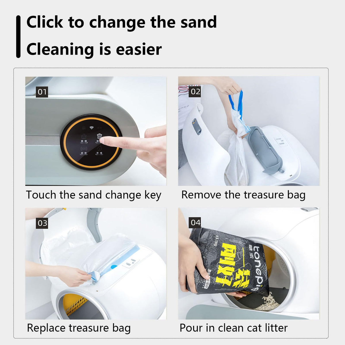 Covered Self-Cleaning Litter Box with Disposable Trays H15289
