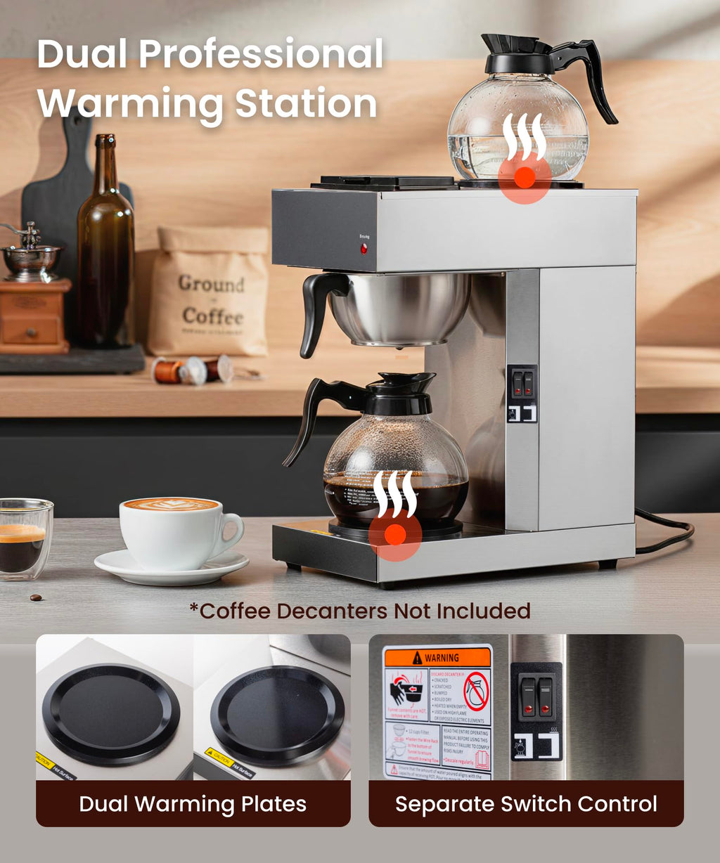 Commercial Pour Over Coffee Maker with 2 Warmers R4128