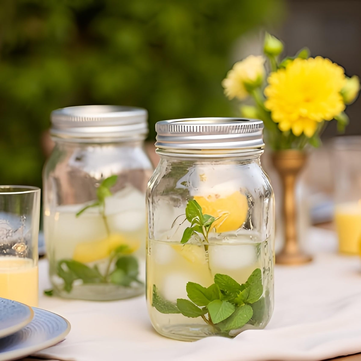 12 Pcs 16oz Regular Mouth Glass Mason Jars with Lids and Rings W464