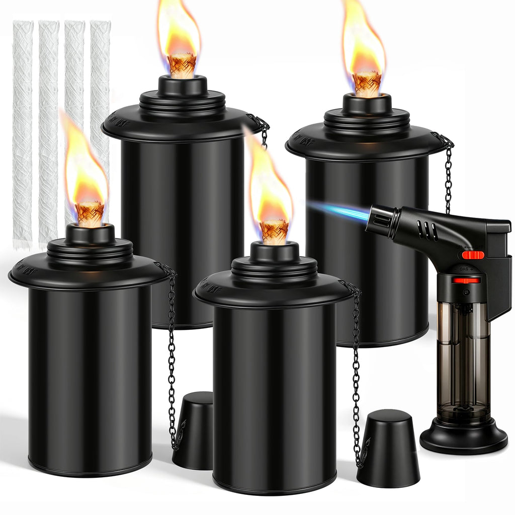 4 Pack 12oz Refillable Torch Canisters with Wicks F70107