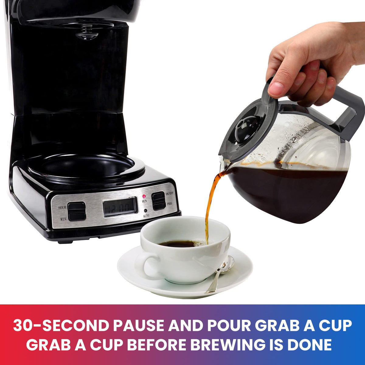 12-Cup Programmable Drip Coffee Maker with Glass Pot U588