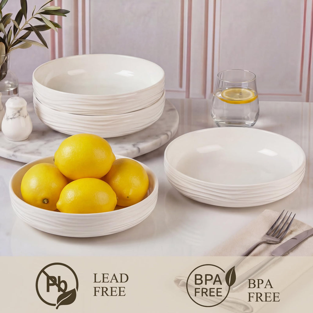 White Pasta Bowls Set of 4 B929