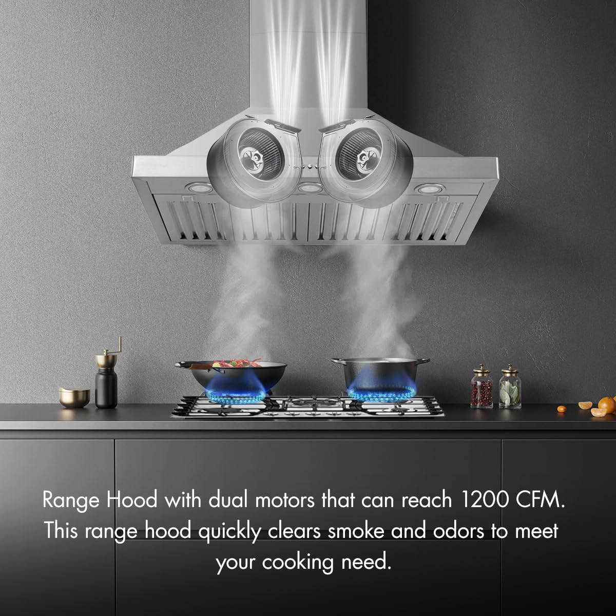 48 inch 800CFM Stainless Steel Wall Mount Range Hood W2768