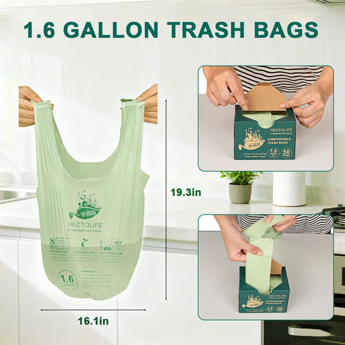 1.6 Gallon 100 Count Compostable Bags D6468