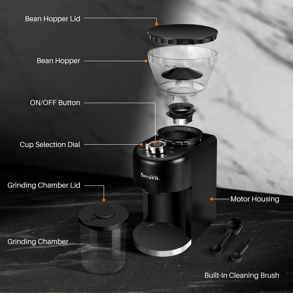 Electric Conical Burr Coffee Grinder with 35 Adjustable Grind Settings E953