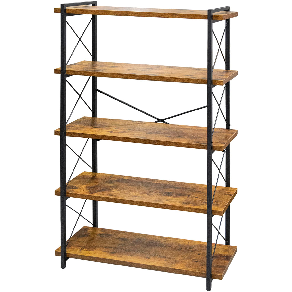 5-Tier Industrial Bookshelf with Metal Frame B571992