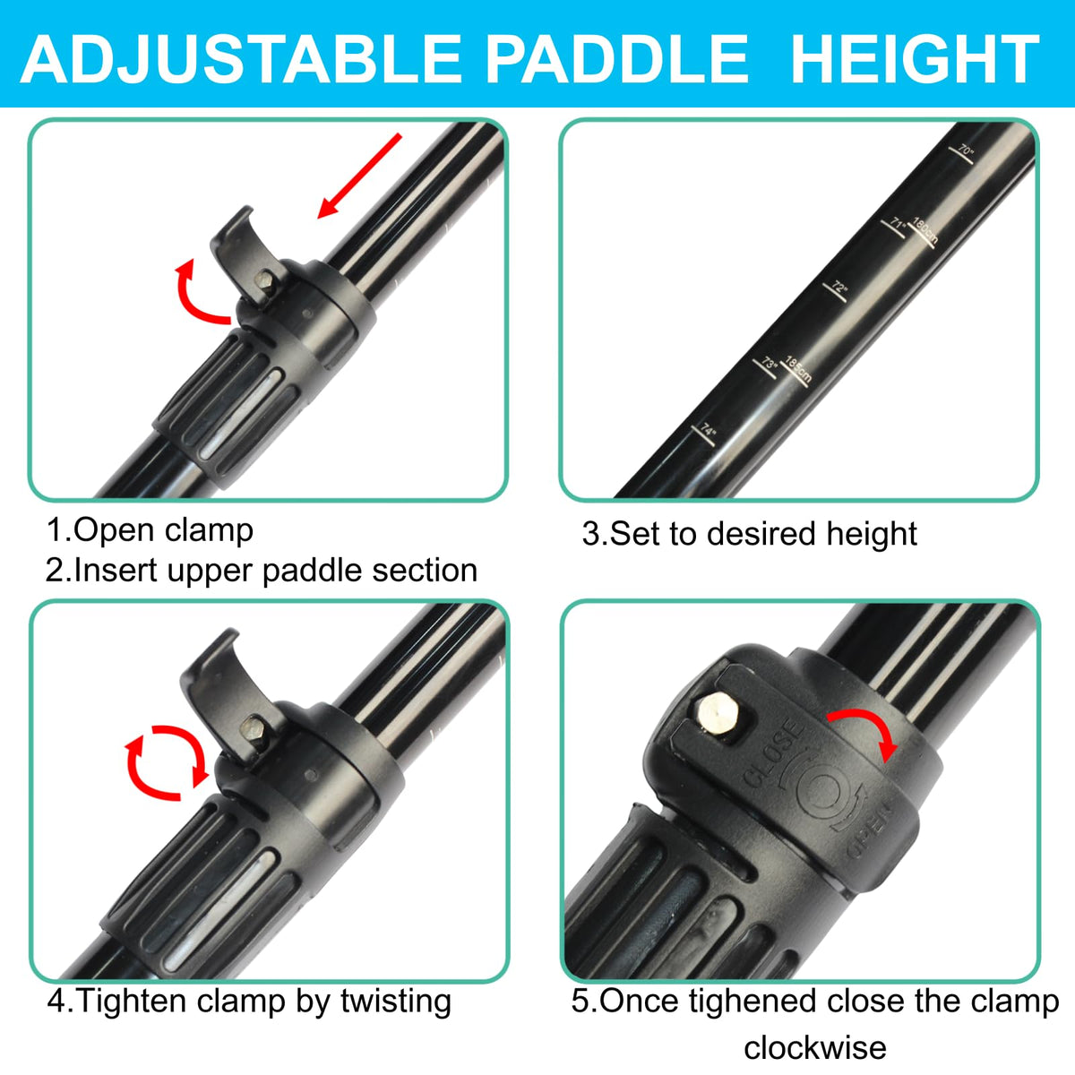 Adjustable 4-Piece Dual Blade Aluminum Paddle I4597
