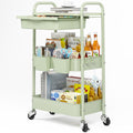 3 Tier Metal Rolling Cart with Drawer W200