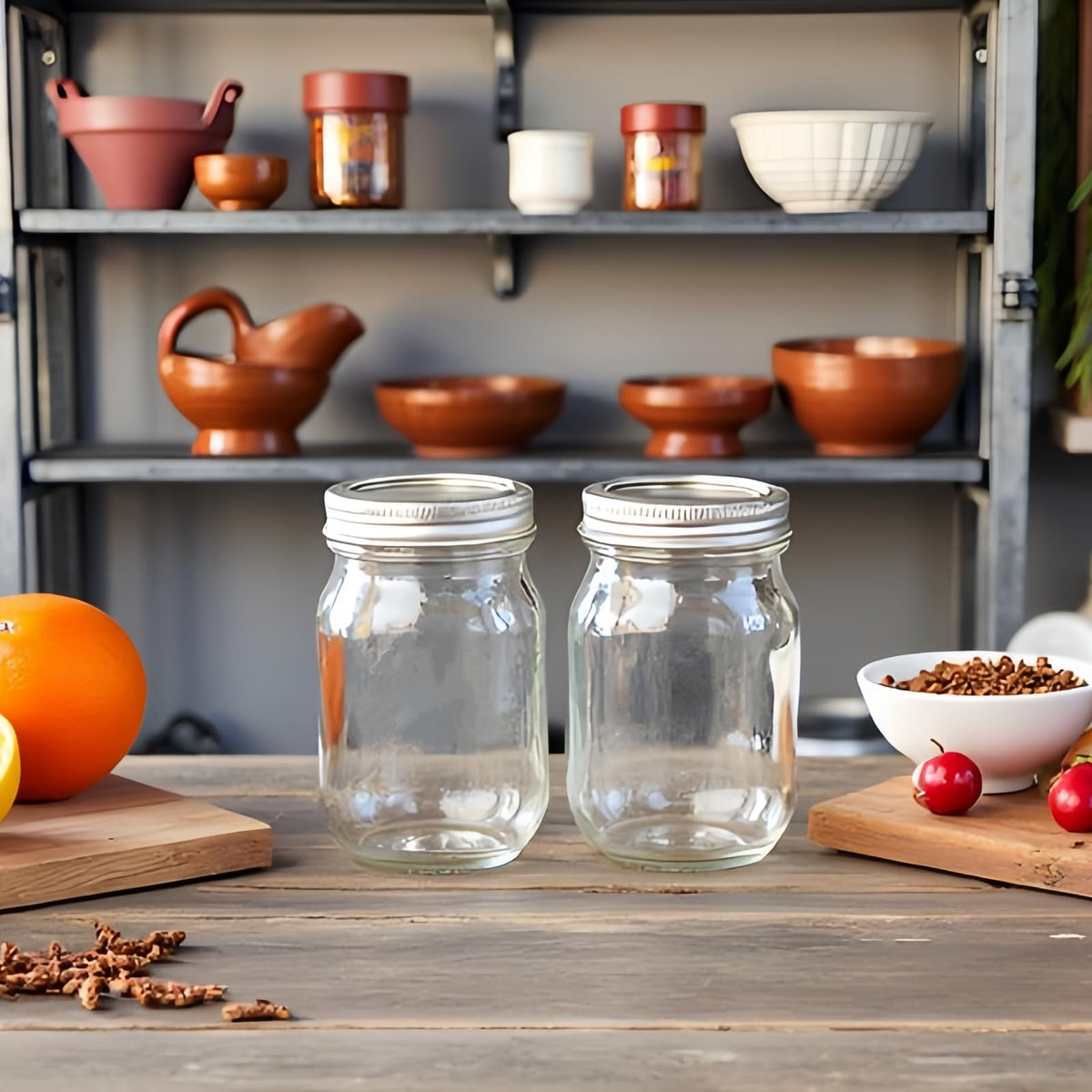 12 Pcs 16oz Regular Mouth Glass Mason Jars with Lids and Rings W464
