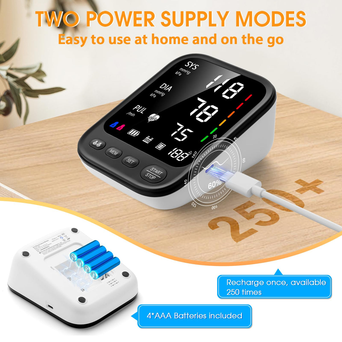 Automatic Upper Arm Blood Pressure Monitor with Adjustable Large Cuff E901125