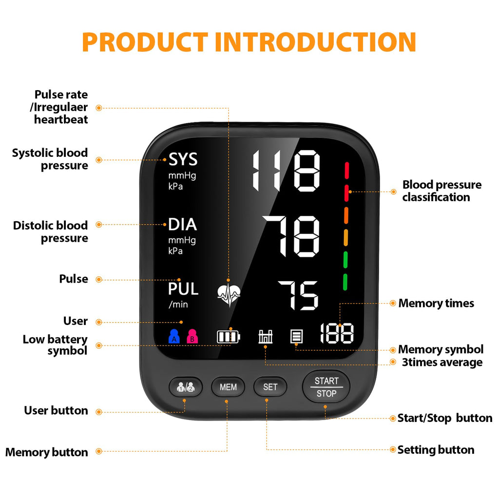 Automatic Upper Arm Blood Pressure Monitor with Adjustable Large Cuff E901125