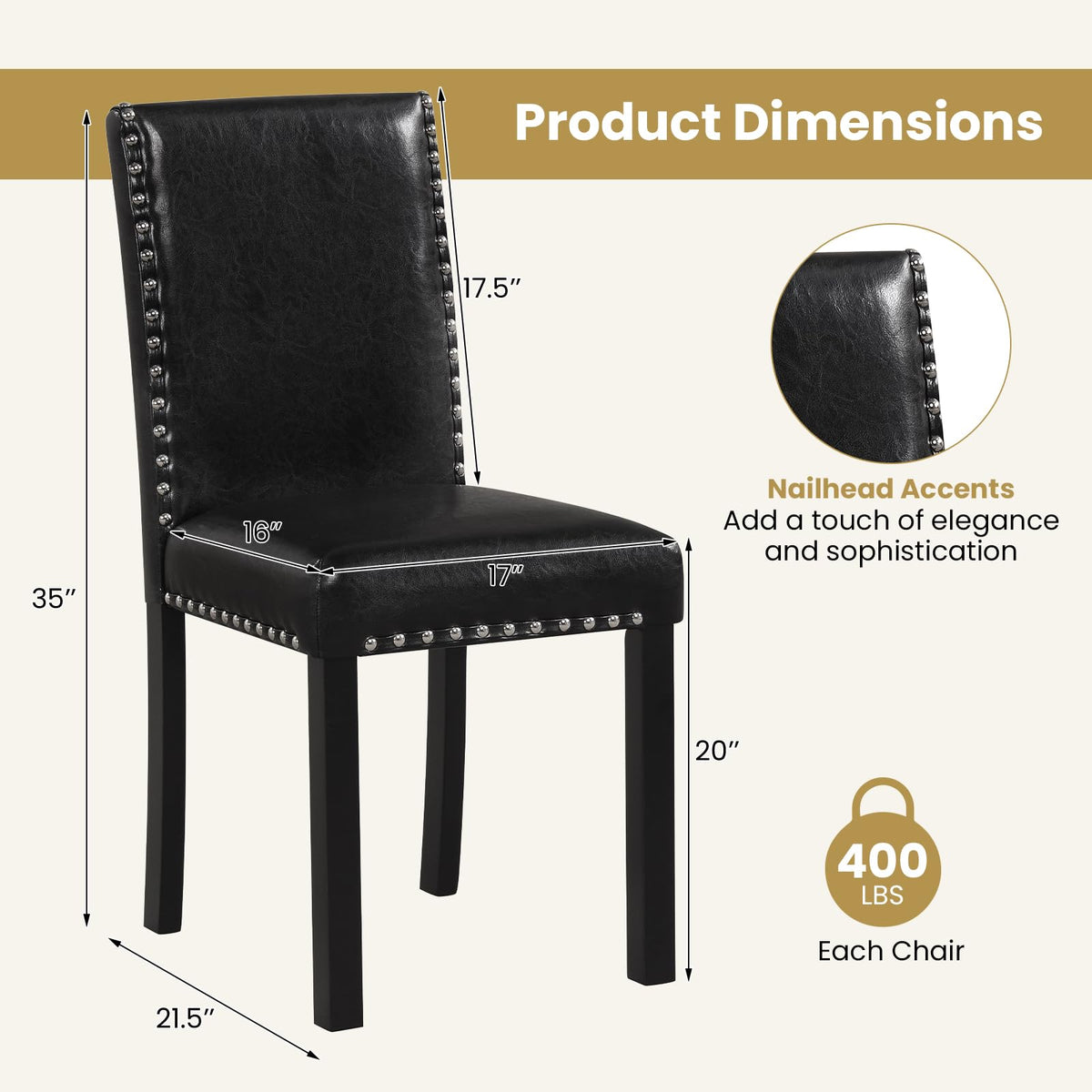 Faux Leather Upholstered Dining Chairs Set of 2 F734768