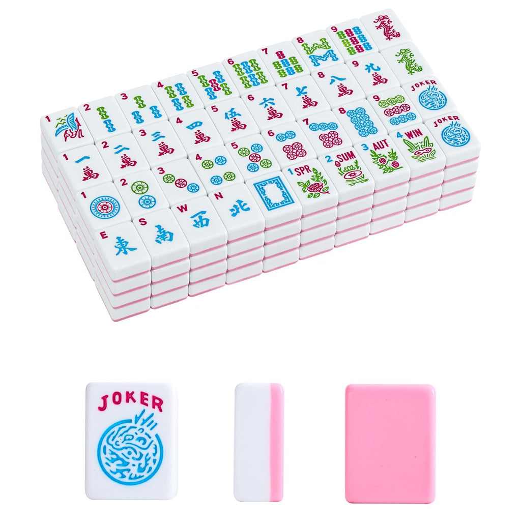 American Mahjong Tile Set, 166 Mahjong Game Set with Pink Color P251657