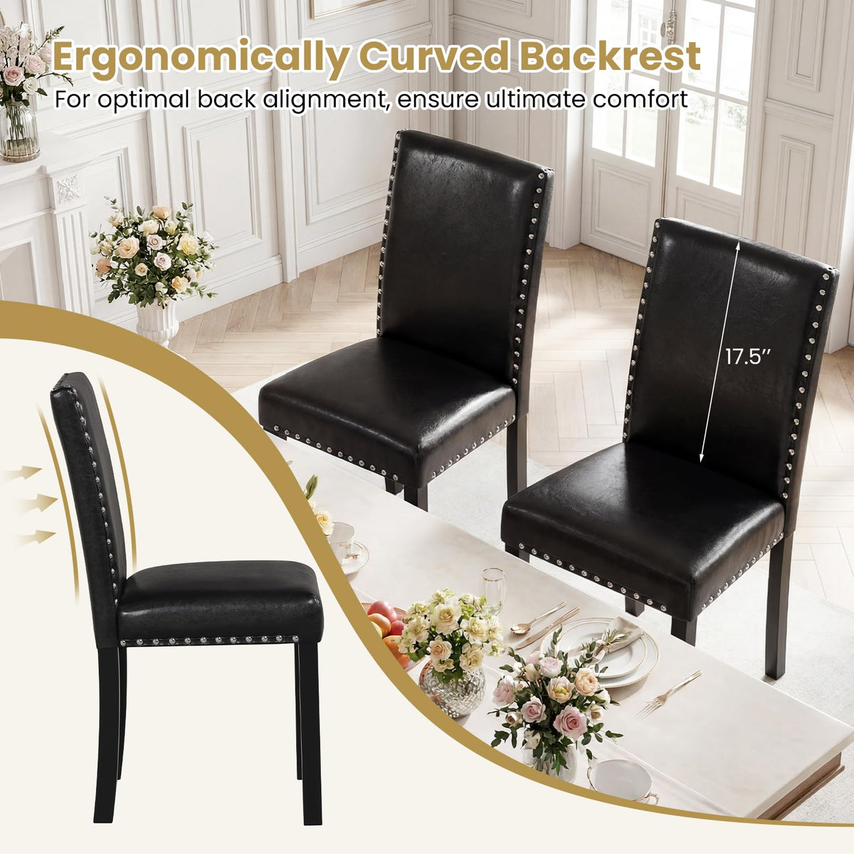 Faux Leather Upholstered Dining Chairs Set of 2 F734768