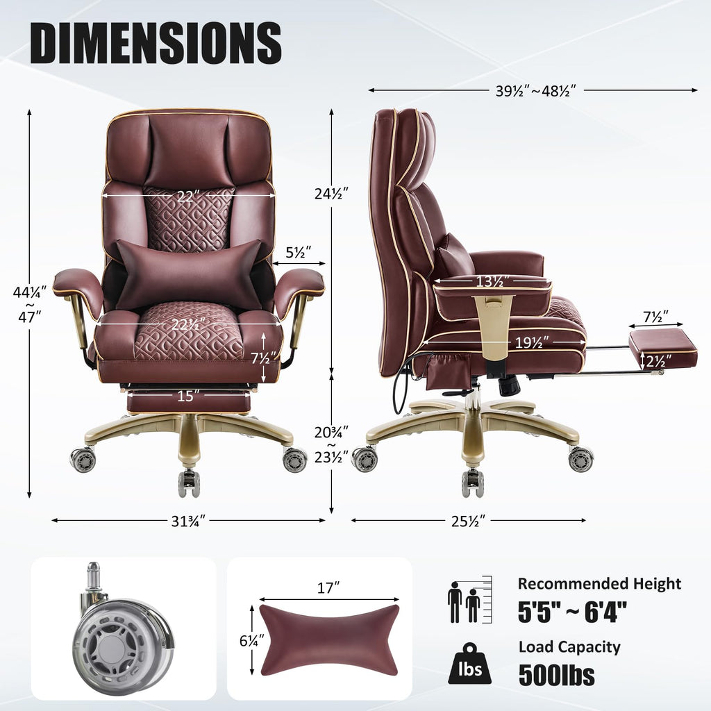 Brown Ergonomic PU Leather Executive Office Chair with Footrest G269