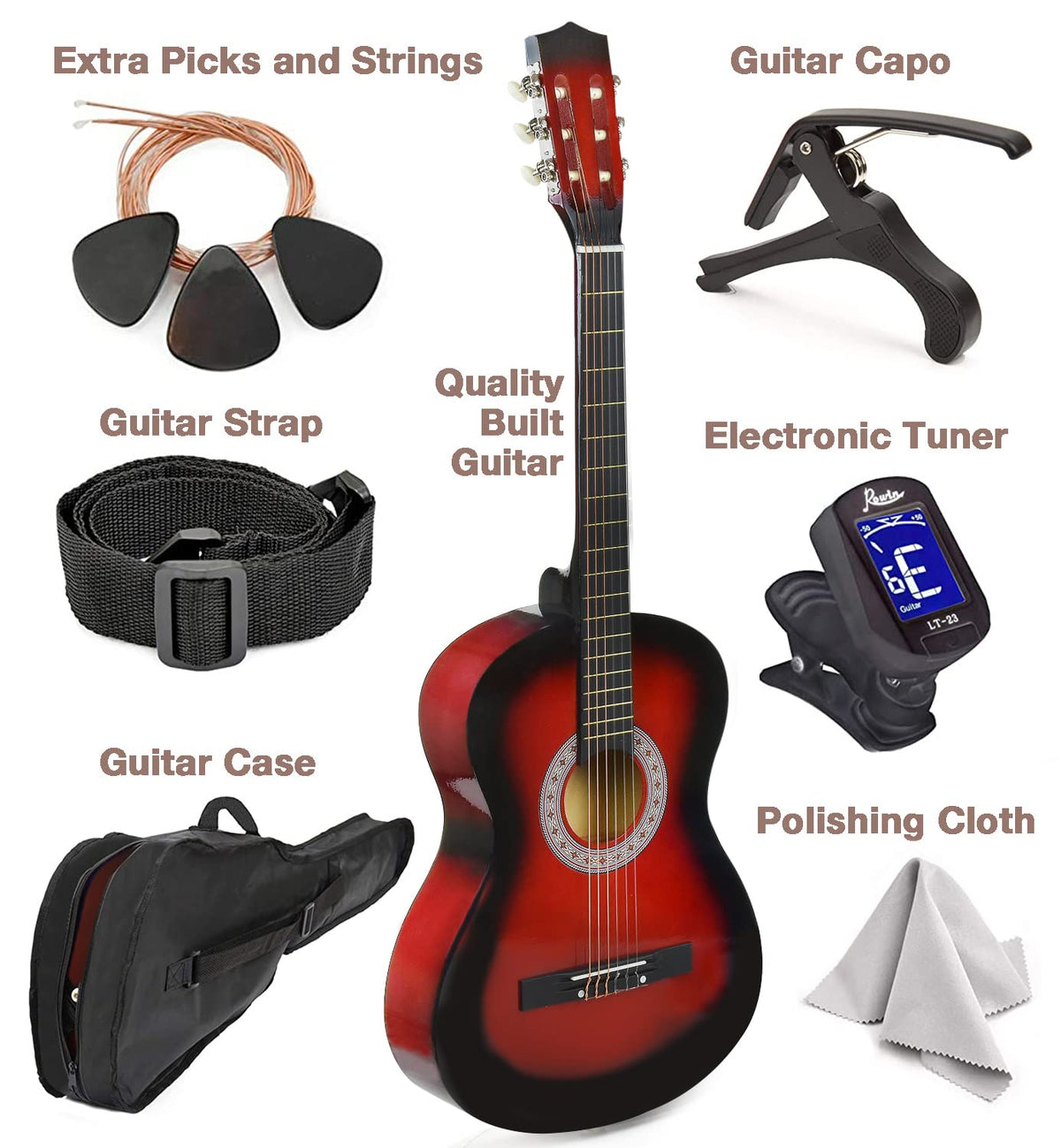 30" Wood Classical Guitar with Case and Accessories P12306