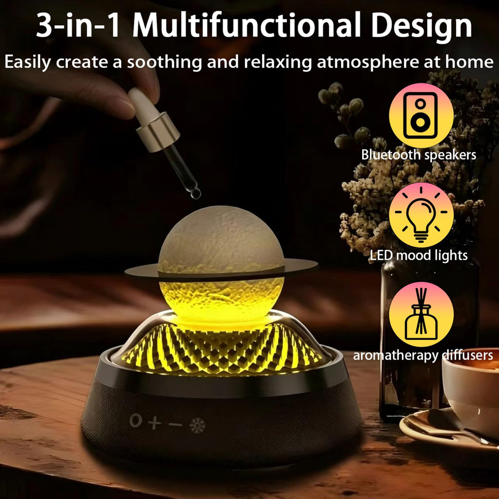Black Portable Bluetooth Speaker with LED Night Light and Essential Oil Diffuser V320676