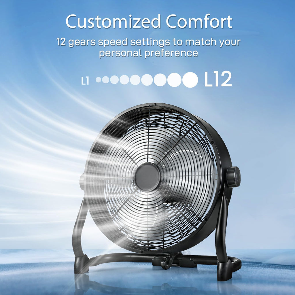 12" Rechargeable Battery Powered Portable Outdoor Fan B4181