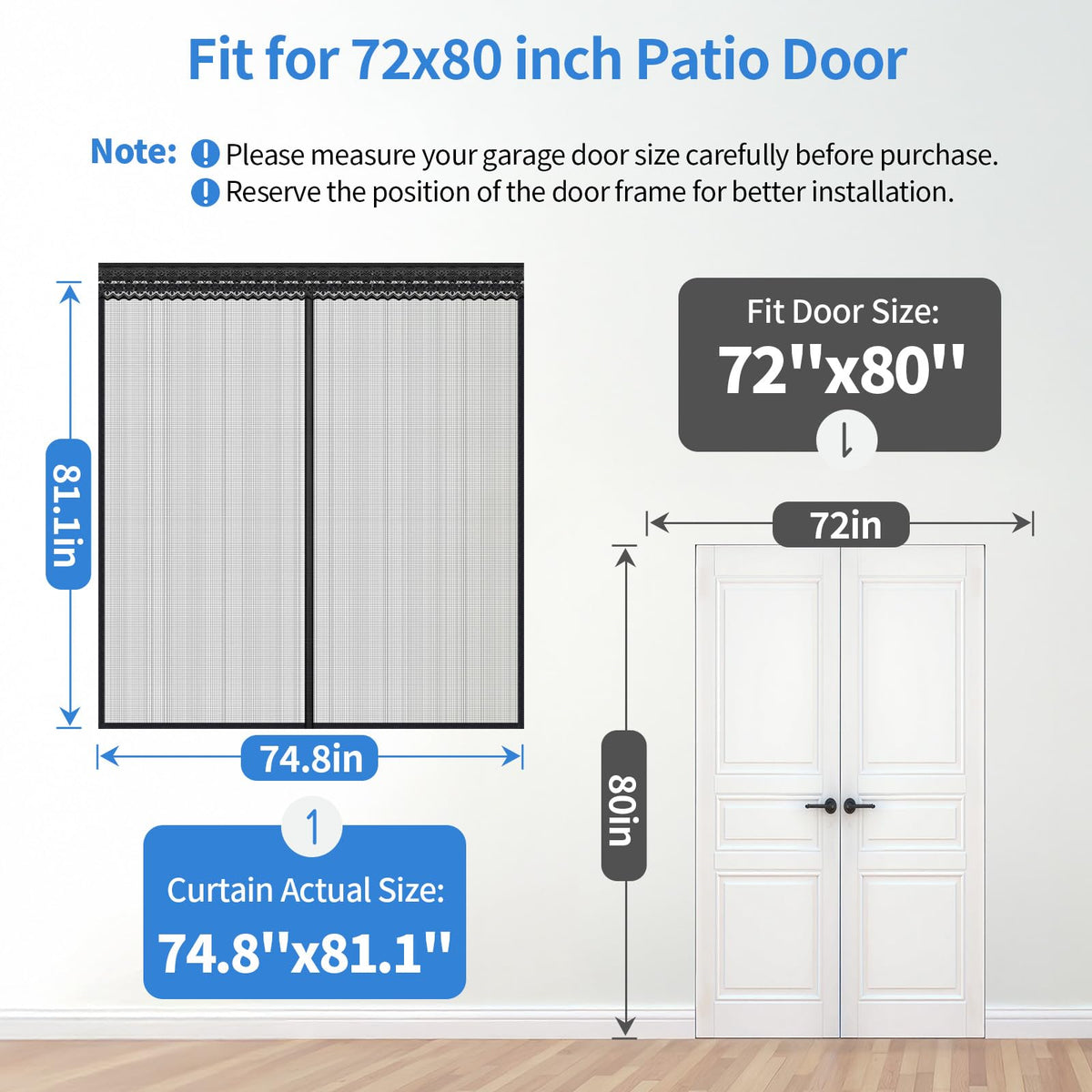 72x80 Inch Retractable Magnetic Screen Door V594331