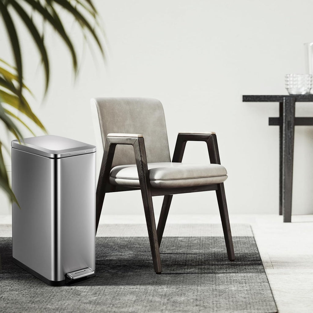 50L Slim Stainless Steel Step Trash Can with Soft-Close Lid H498