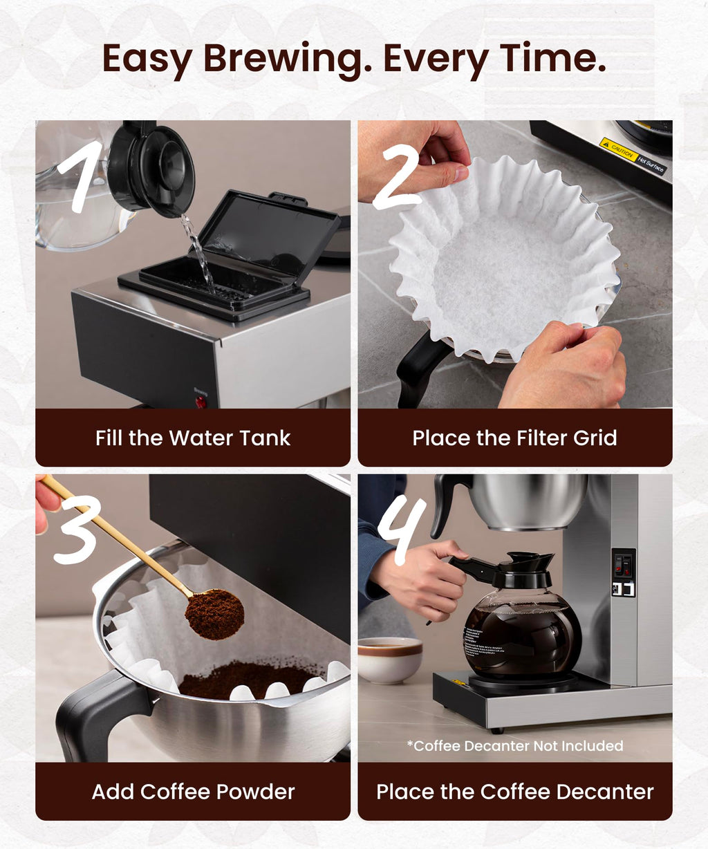 Commercial Pour Over Coffee Maker with 2 Warmers R4128