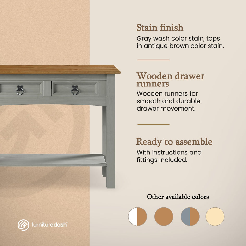 Solid Wood Console Table with 2 Drawers T211559