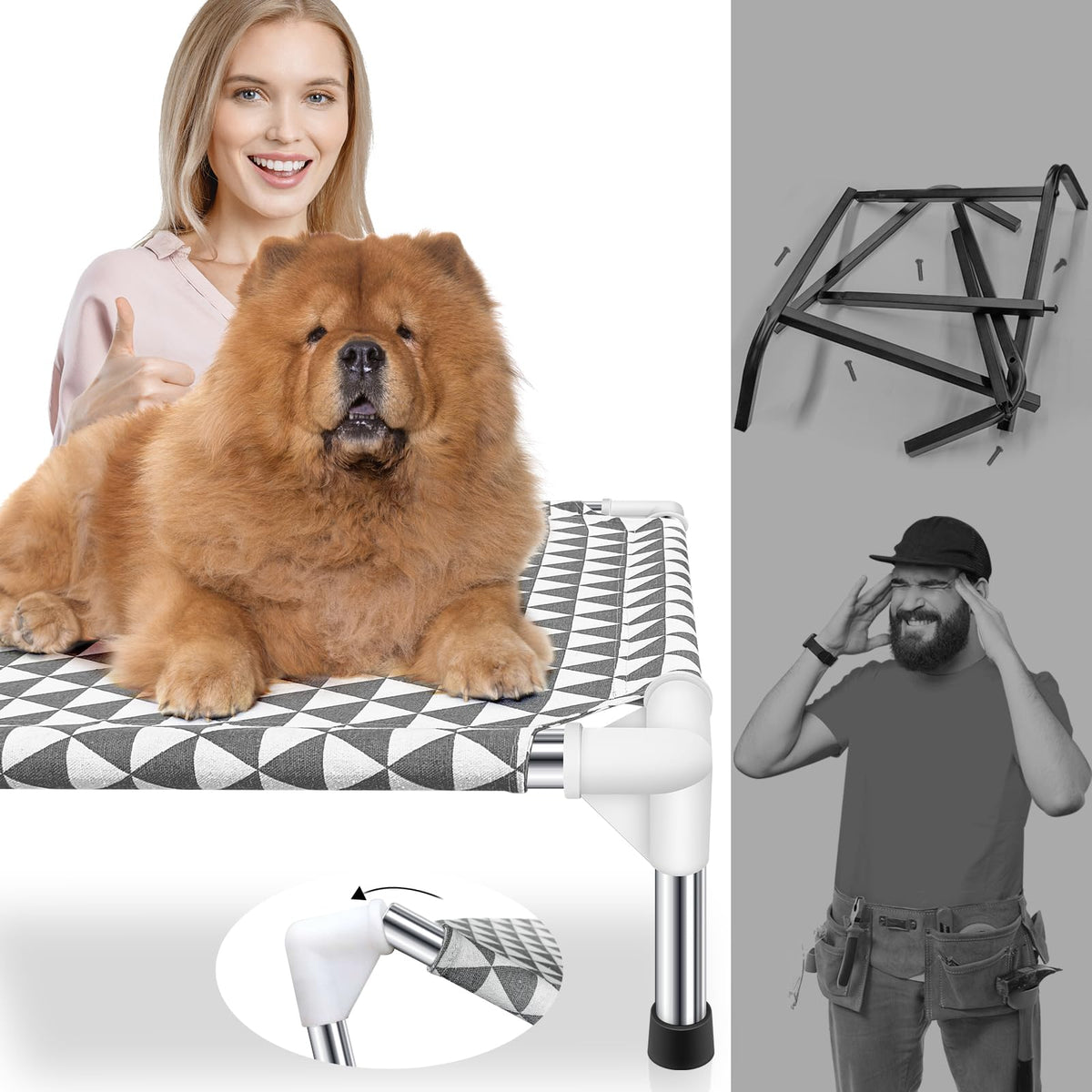 Medium Cotton Elevated Outdoor Dog Bed O39191