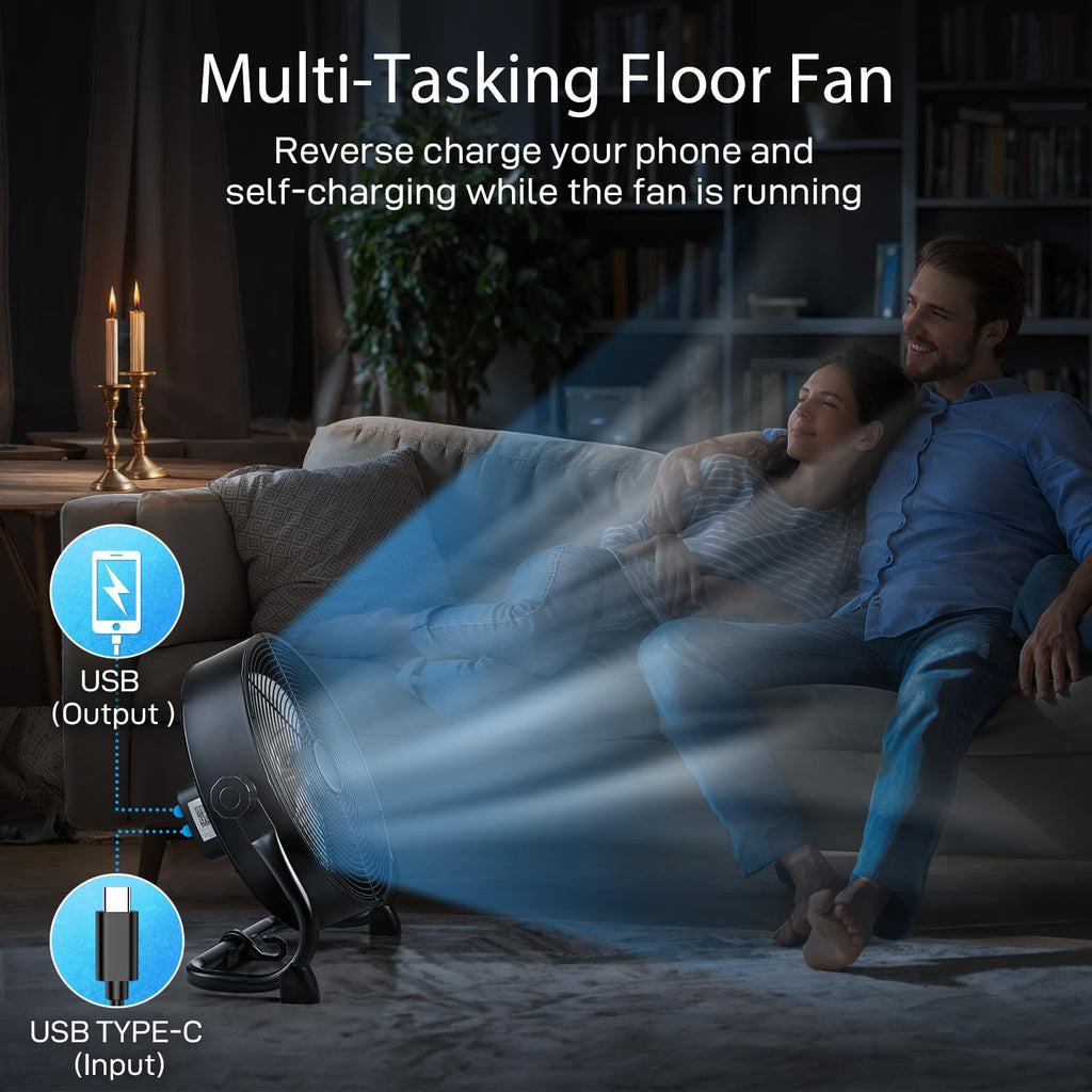 12" Rechargeable Battery Powered Portable Outdoor Fan B4181
