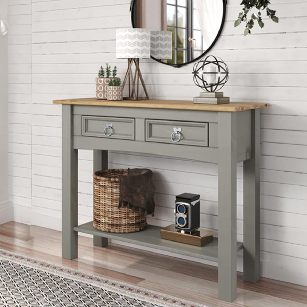 Solid Wood Console Table with 2 Drawers T211559