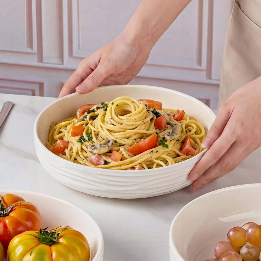 White Pasta Bowls Set of 4 B929