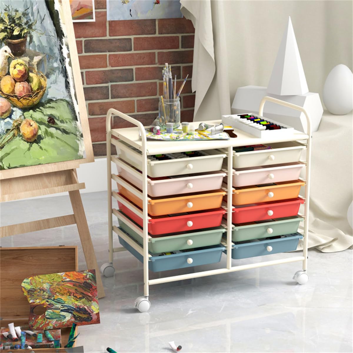 12 Drawer Rolling Storage Cart with Wheels N22491