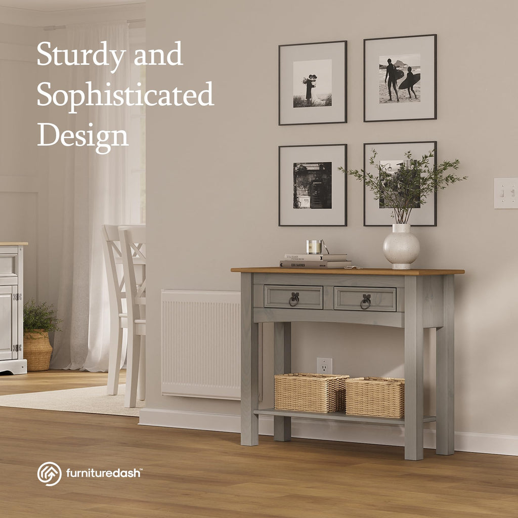 Solid Wood Console Table with 2 Drawers T211559