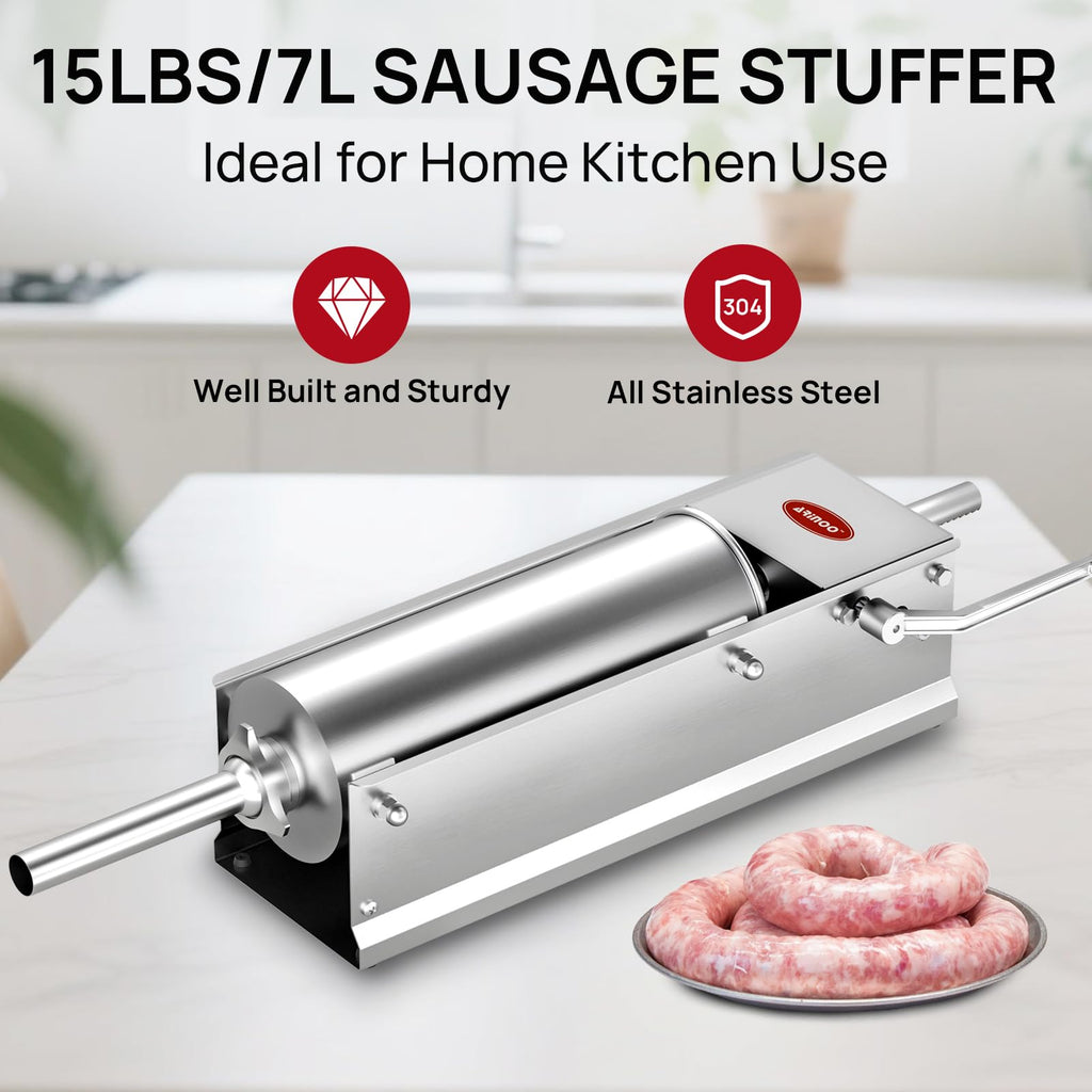 Manual Stainless Steel Sausage Stuffer with 4 Stuffing Tubes M93578
